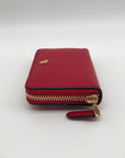 Lauren Ralph Lauren Red Smooth Leather Zip Wallet