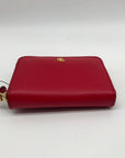Lauren Ralph Lauren Red Smooth Leather Zip Wallet