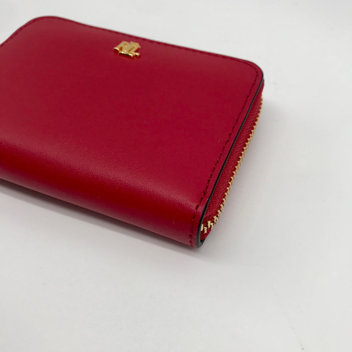Lauren Ralph Lauren Red Smooth Leather Zip Wallet