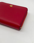 Lauren Ralph Lauren Red Smooth Leather Zip Wallet