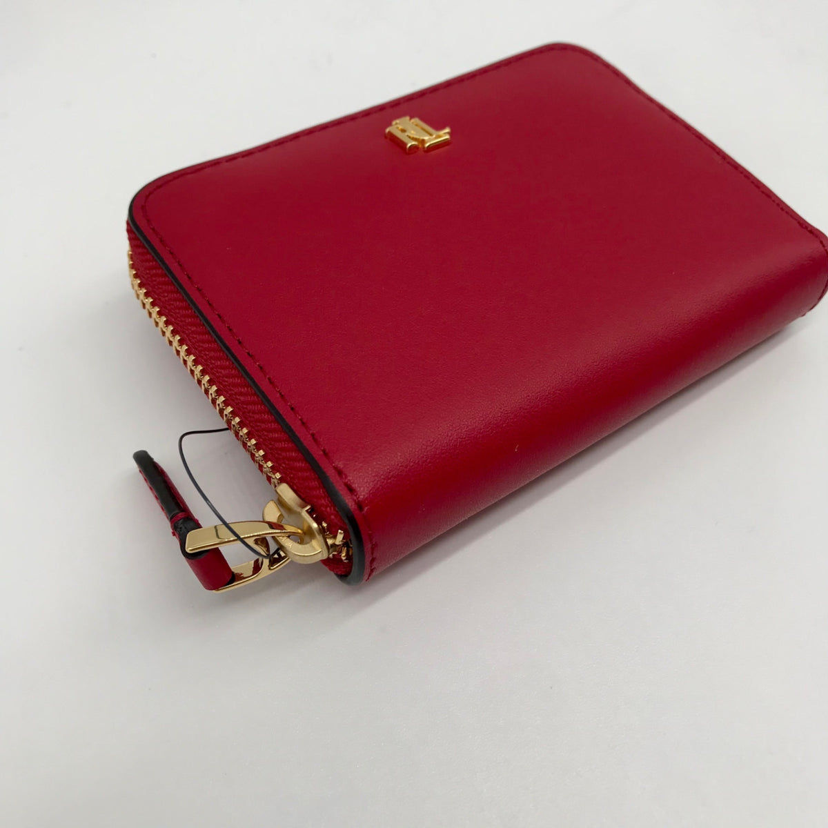 Lauren Ralph Lauren Red Smooth Leather Zip Wallet