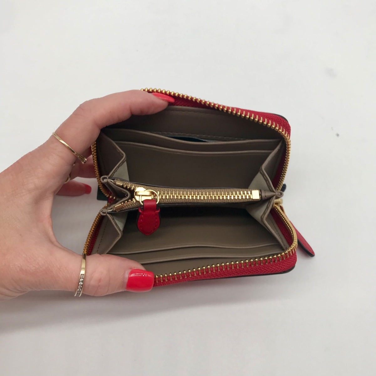 Lauren Ralph Lauren Red Smooth Leather Zip Wallet