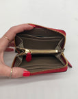 Lauren Ralph Lauren Red Smooth Leather Zip Wallet