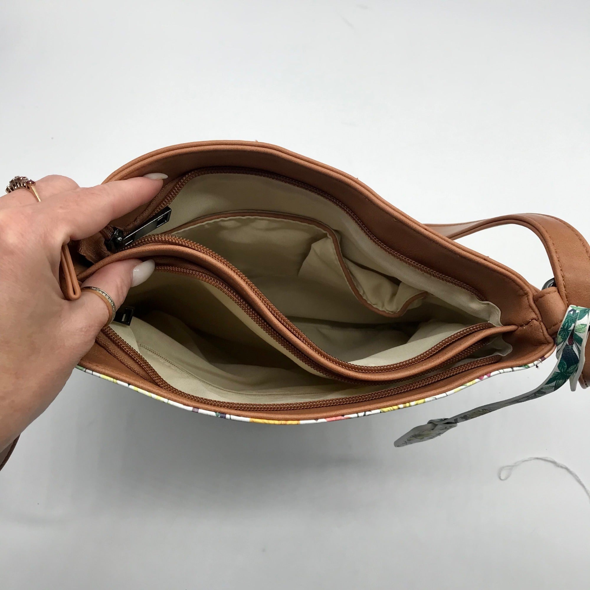 Rieker Floral and Tan Crossbody Bag