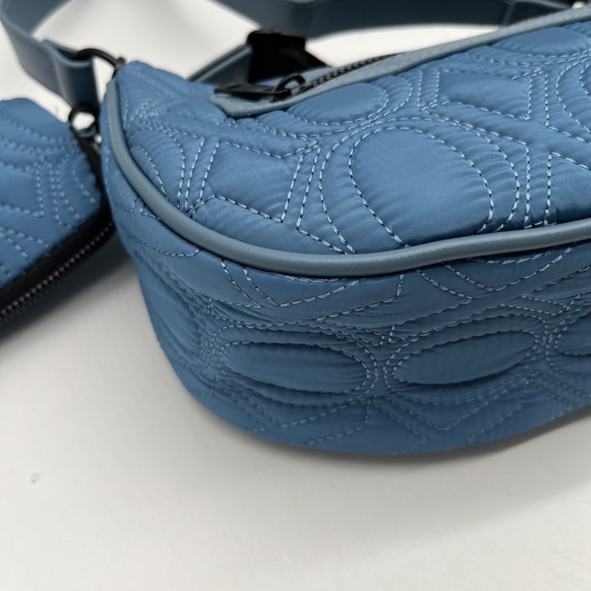 XOXO Blue Quilted Baguette Convertible Crossbody &amp; shoulder Bag