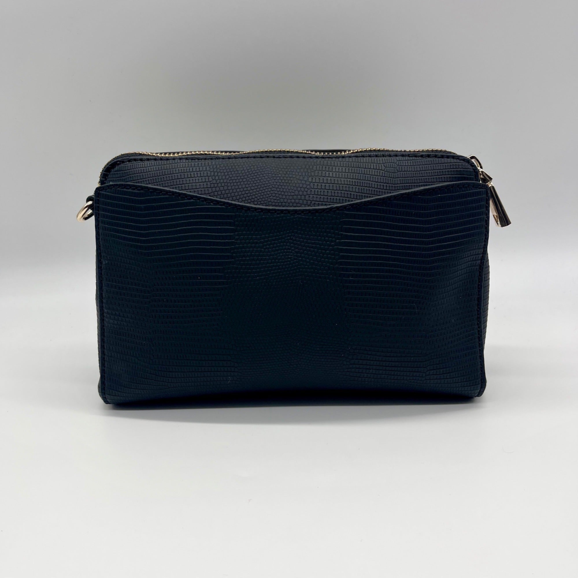 Guess Black Triple Compartment Leather Crossbody Bag