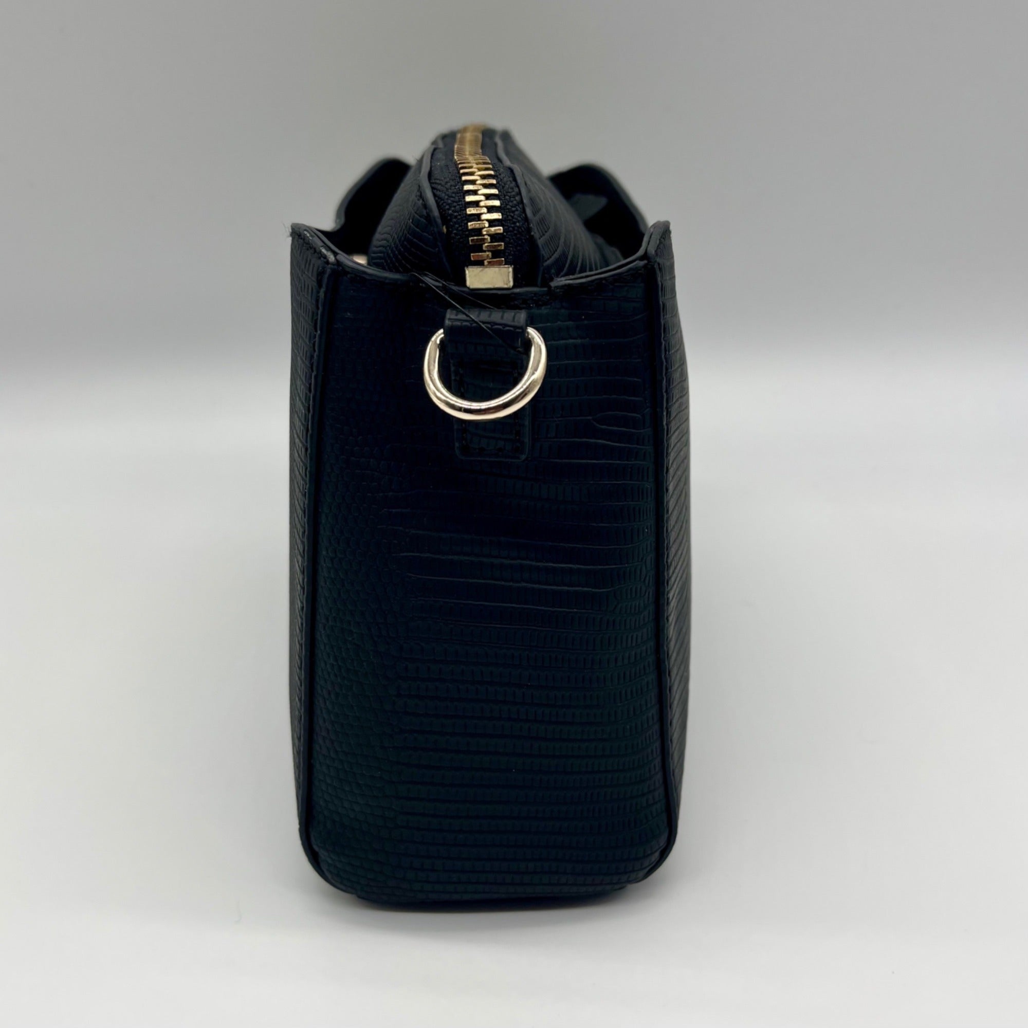 Guess Black Triple Compartment Leather Crossbody Bag