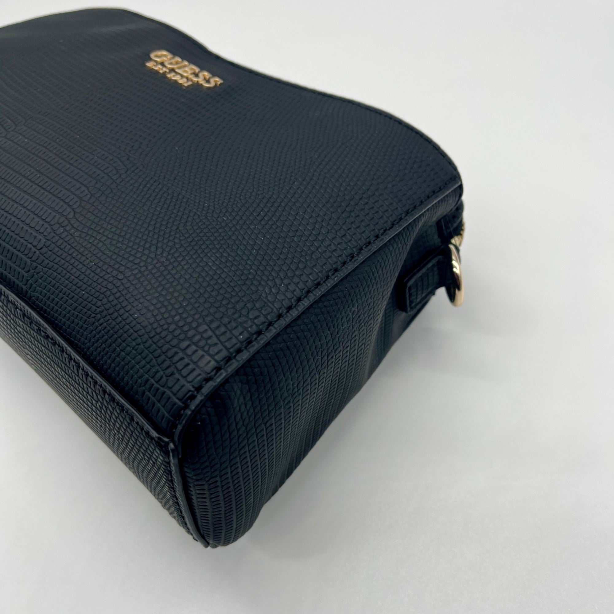 Guess Black Triple Compartment Leather Crossbody Bag