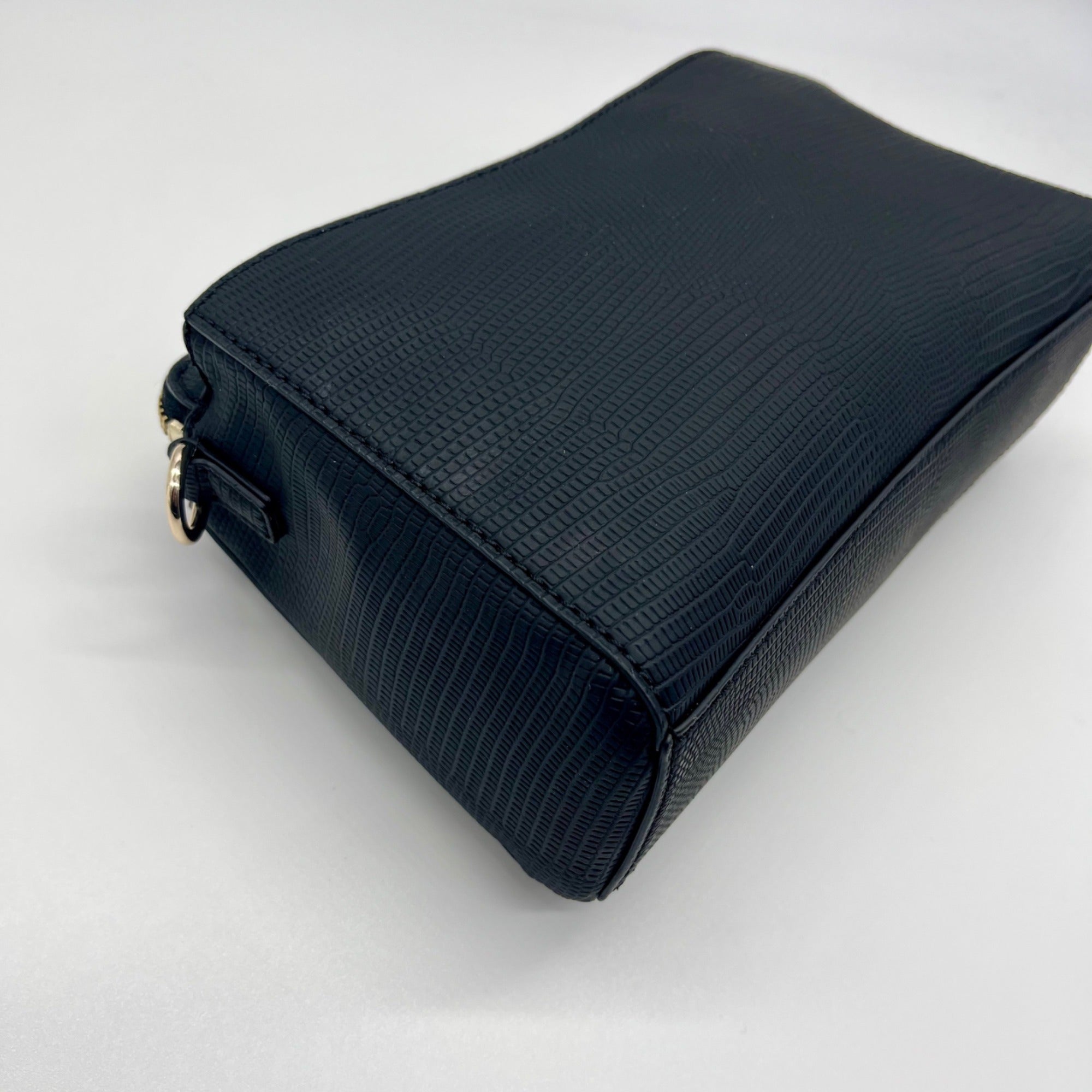 Guess Black Triple Compartment Leather Crossbody Bag
