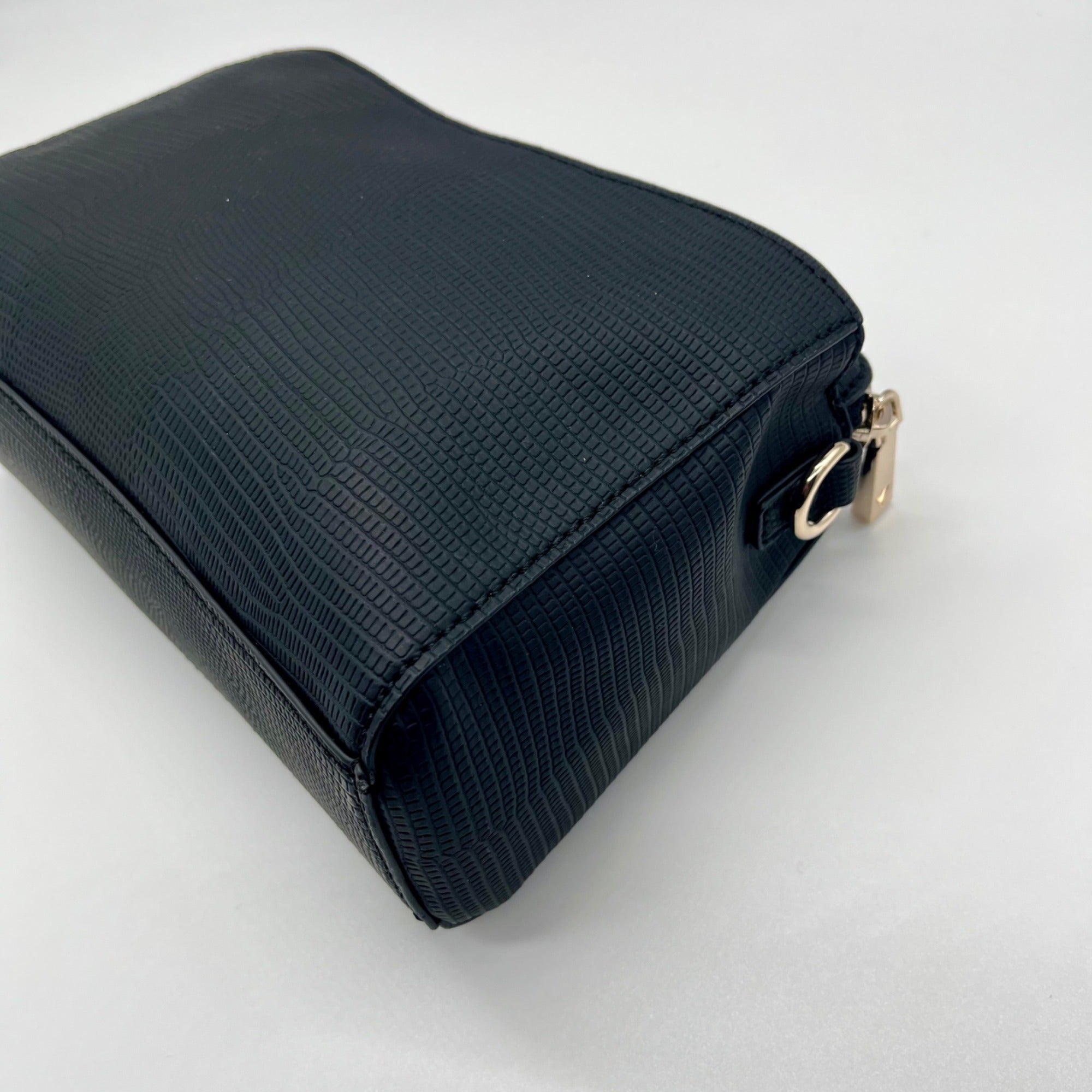 Guess Black Triple Compartment Leather Crossbody Bag