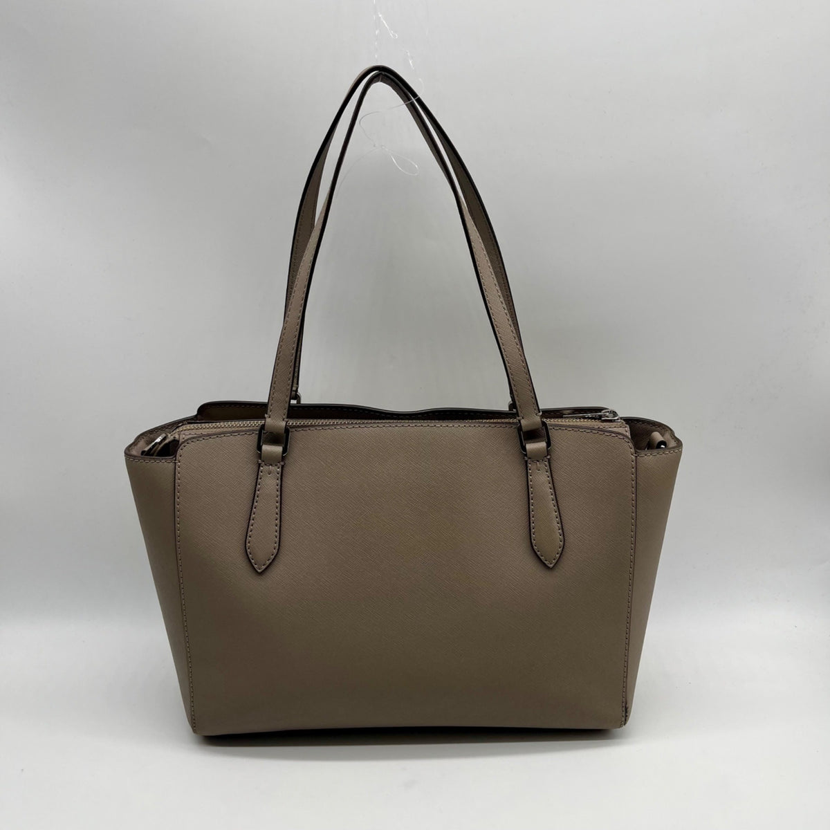 Tory Burch Grey Leather Emerson Small Top Zip Tote Bag