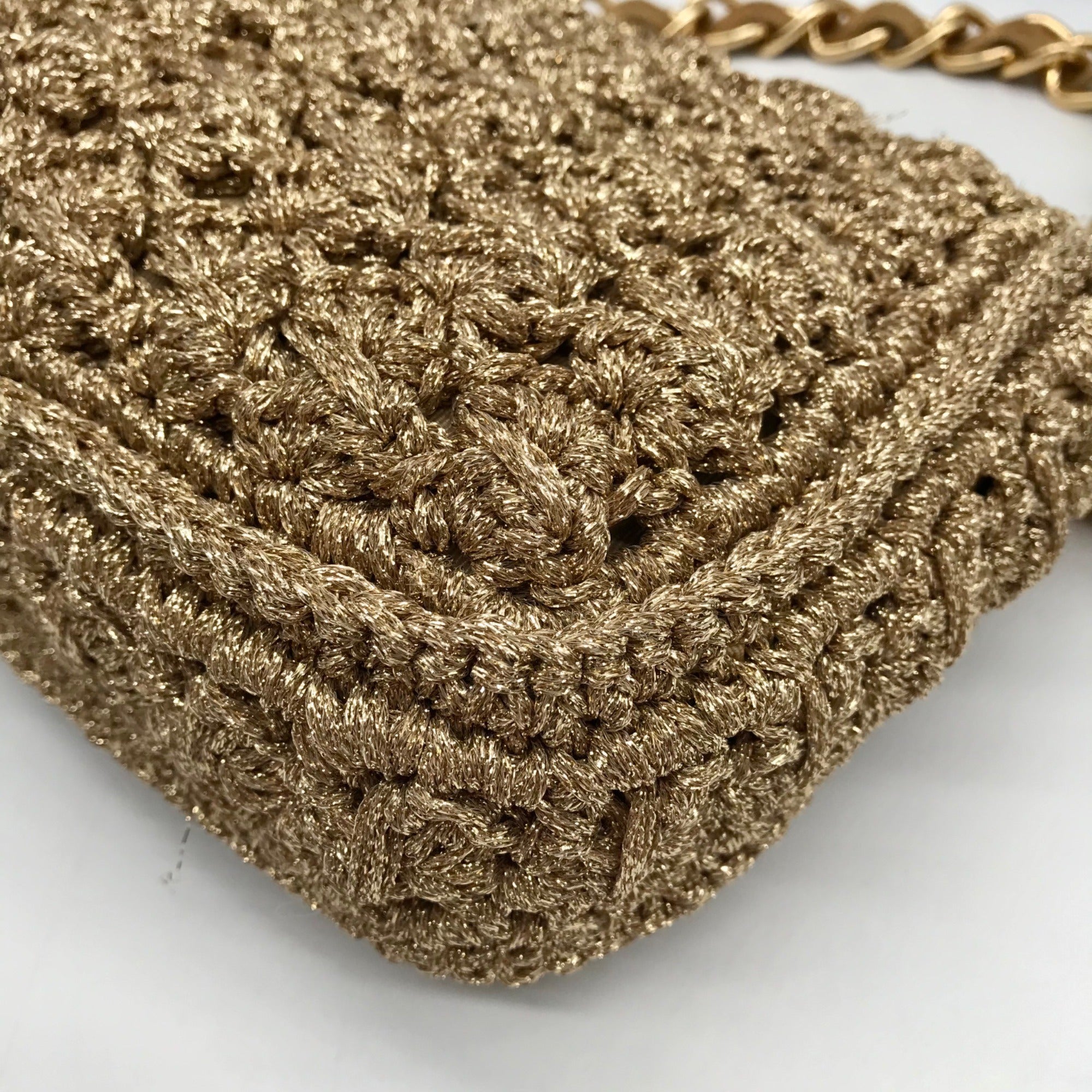Caterina Bertini Gold Metallic Woven Bag