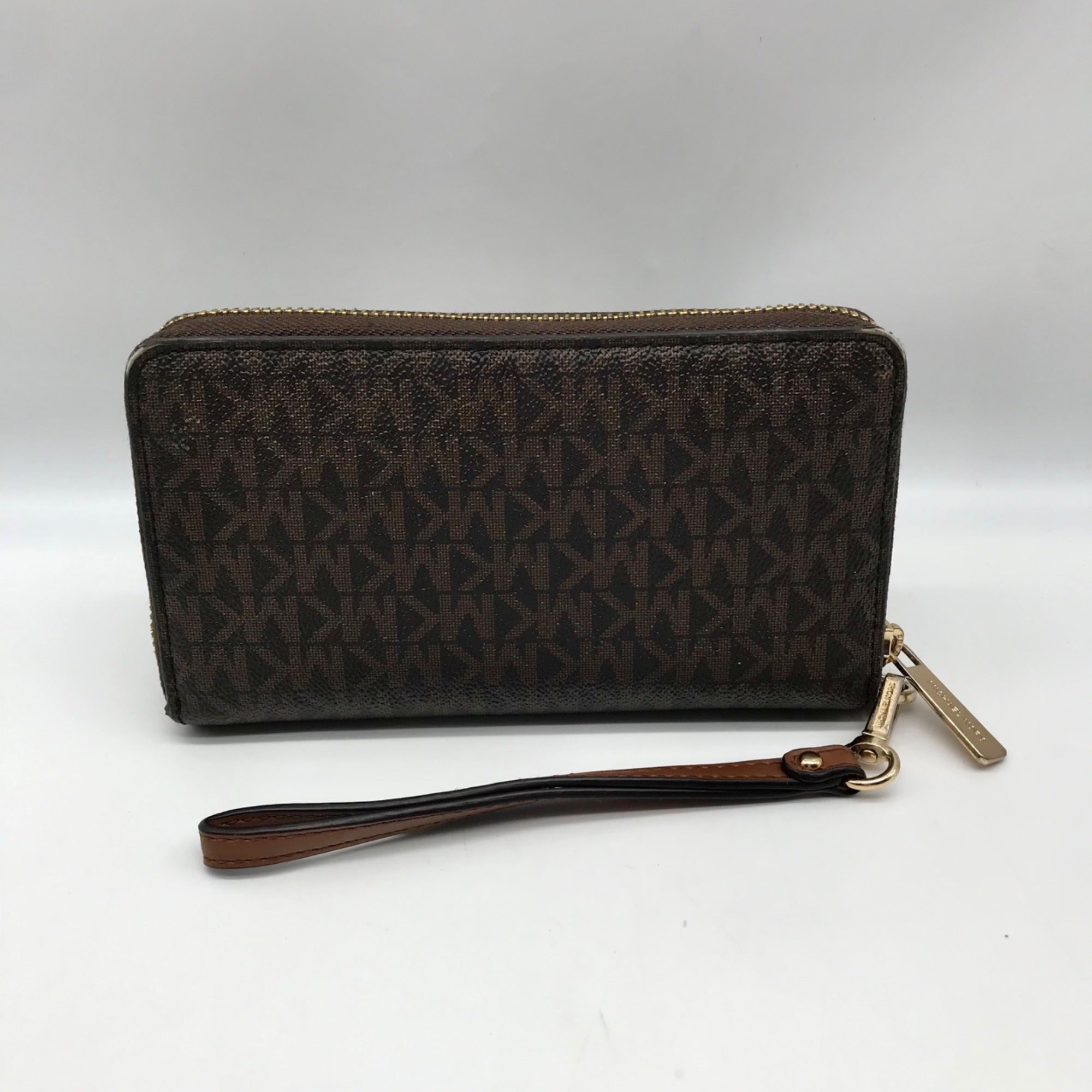 Michael Kors Brown Monogram Coated Canvas Wristlet