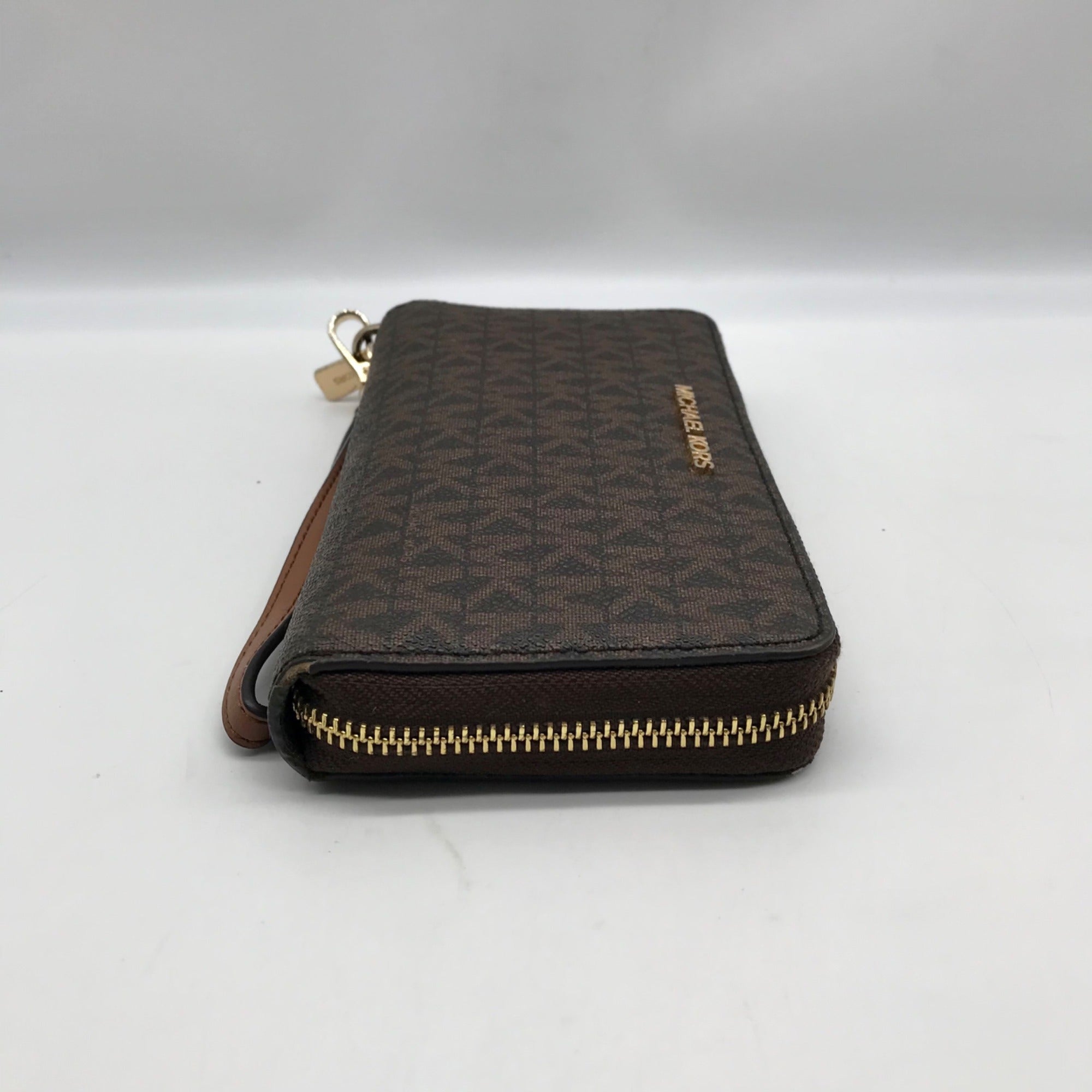 Michael Kors Brown Monogram Coated Canvas Wristlet