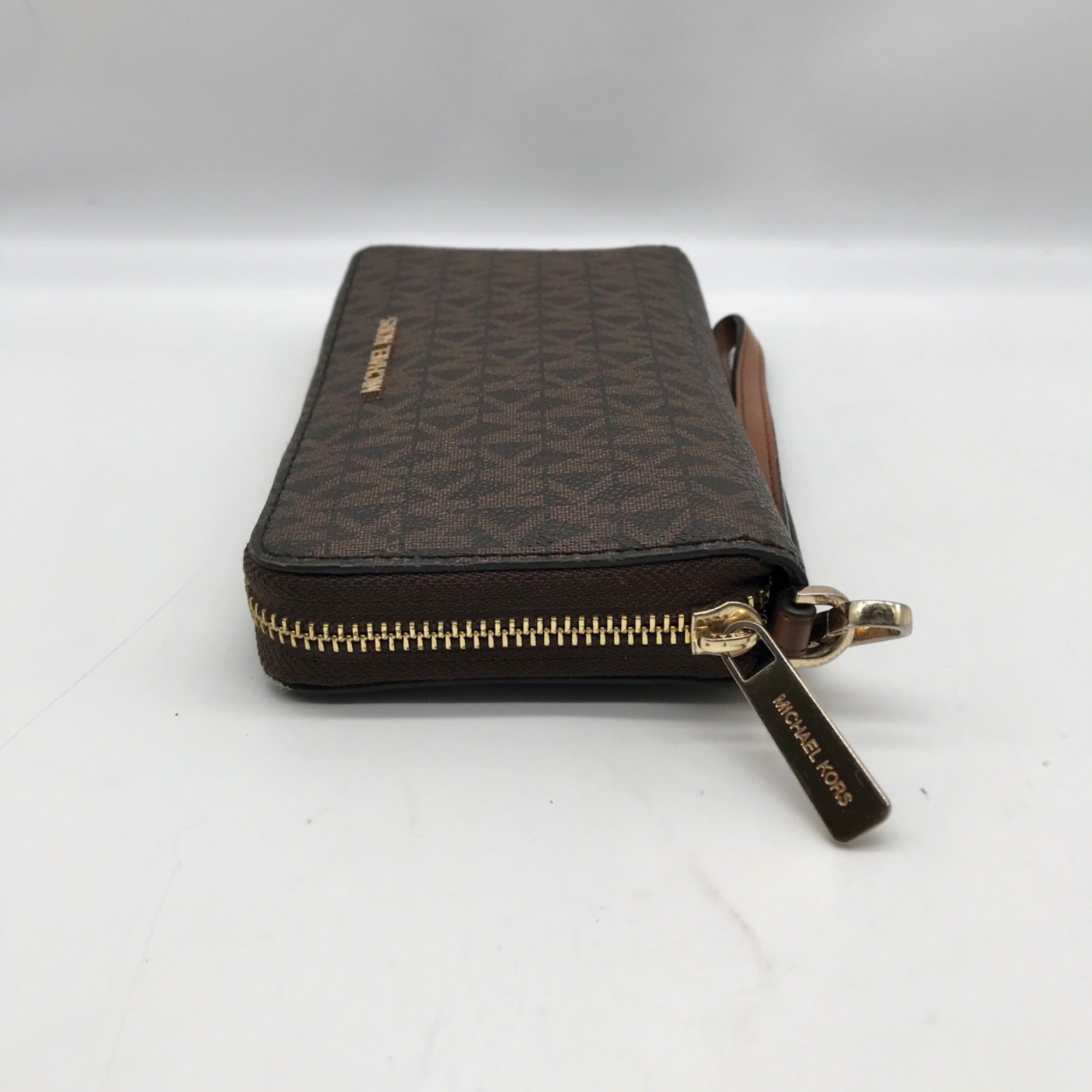 Michael Kors Brown Monogram Coated Canvas Wristlet