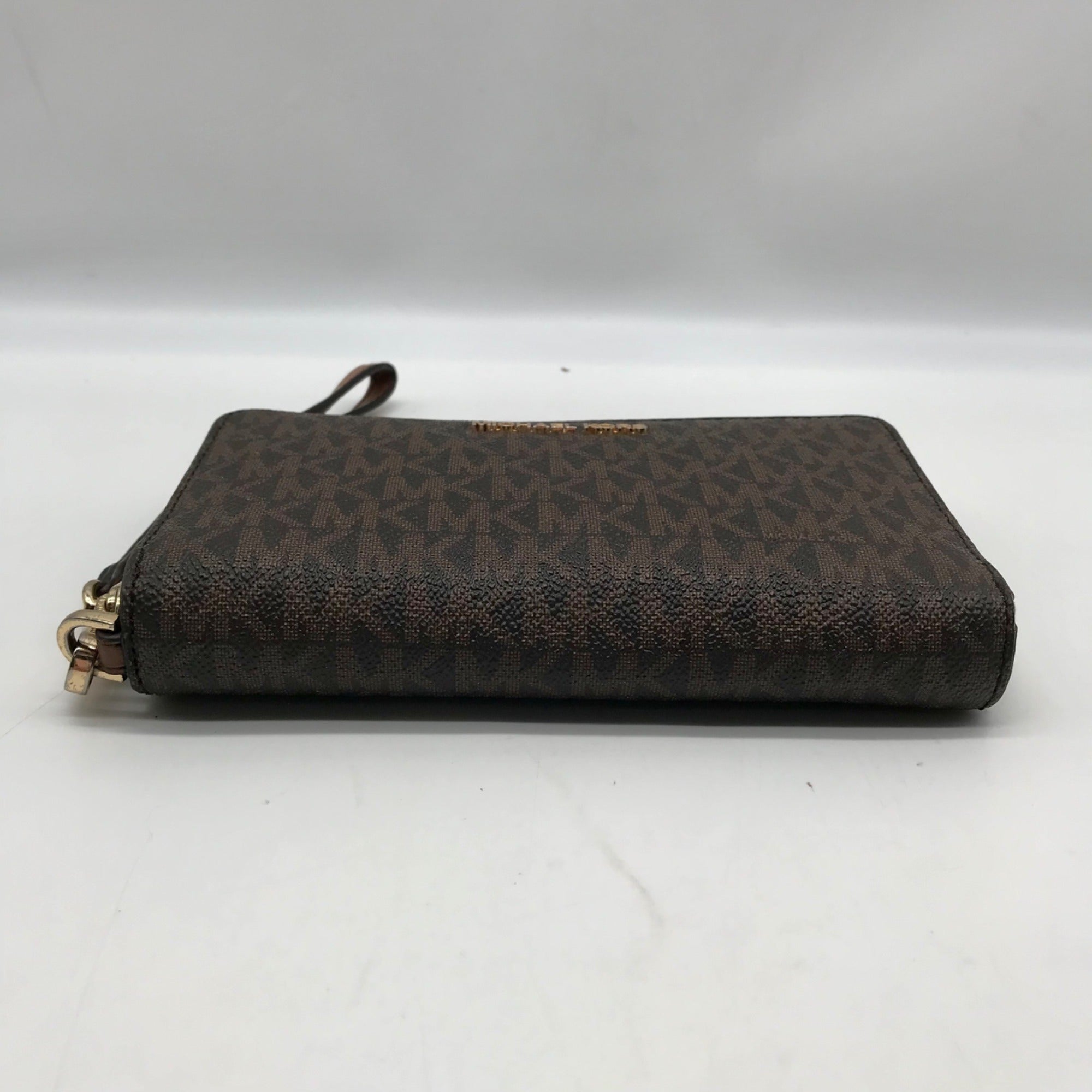 Michael Kors Brown Monogram Coated Canvas Wristlet