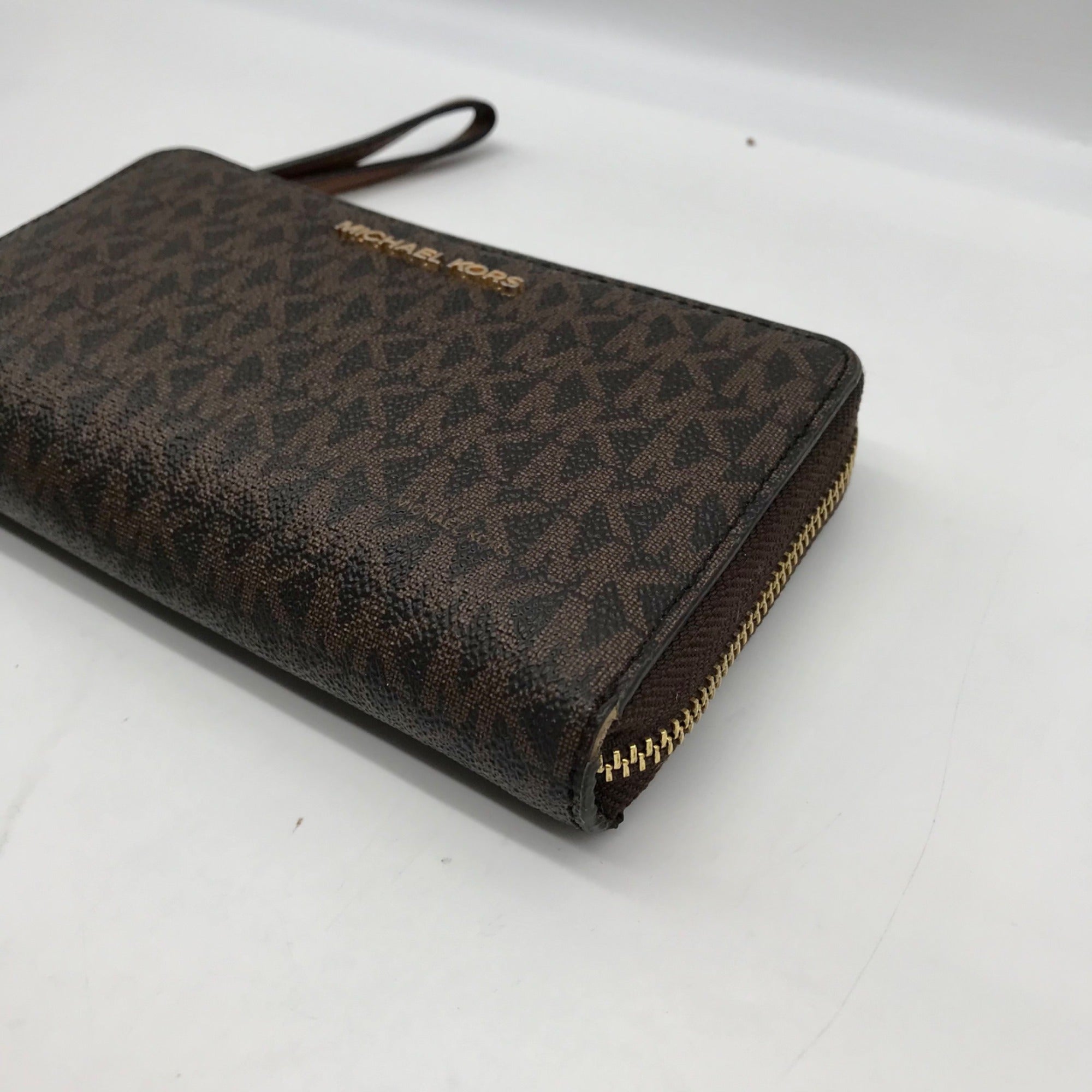 Michael Kors Brown Monogram Coated Canvas Wristlet