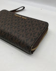 Michael Kors Brown Monogram Coated Canvas Wristlet