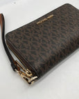 Michael Kors Brown Monogram Coated Canvas Wristlet