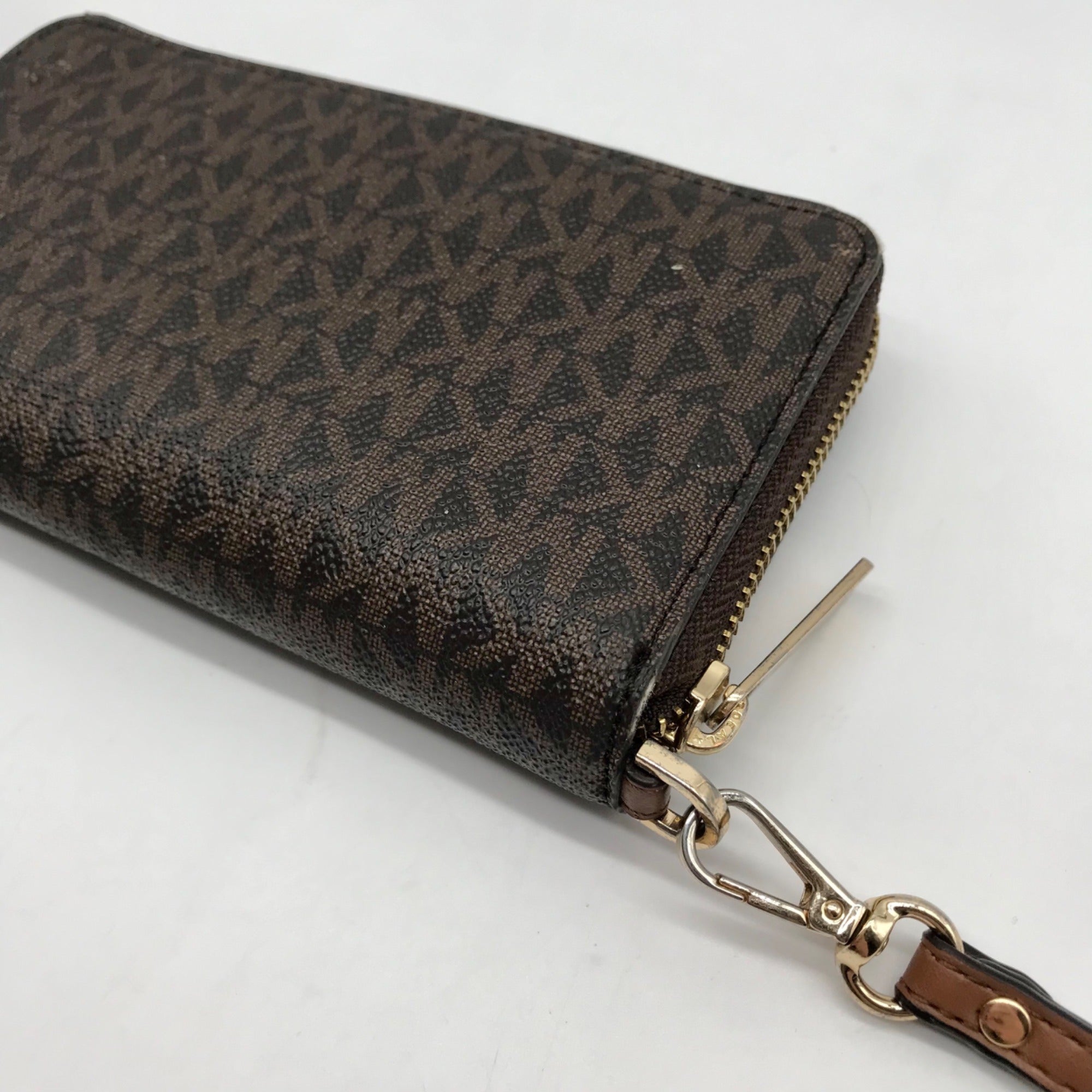 Michael Kors Brown Monogram Coated Canvas Wristlet