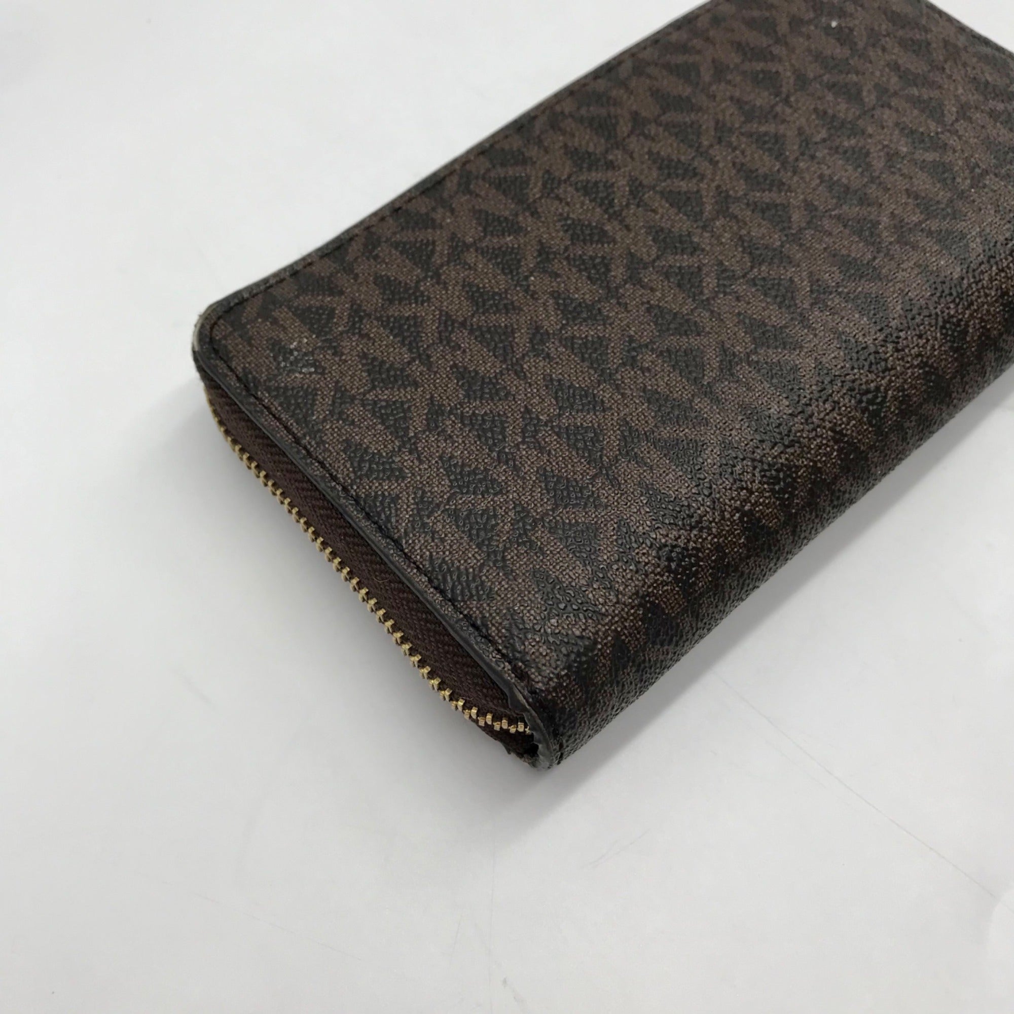 Michael Kors Brown Monogram Coated Canvas Wristlet