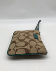 Coach Brown And Blue Monogram Wristlet