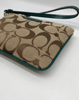 Coach Brown And Blue Monogram Wristlet