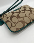 Coach Brown And Blue Monogram Wristlet