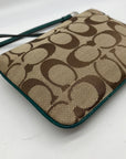 Coach Brown And Blue Monogram Wristlet