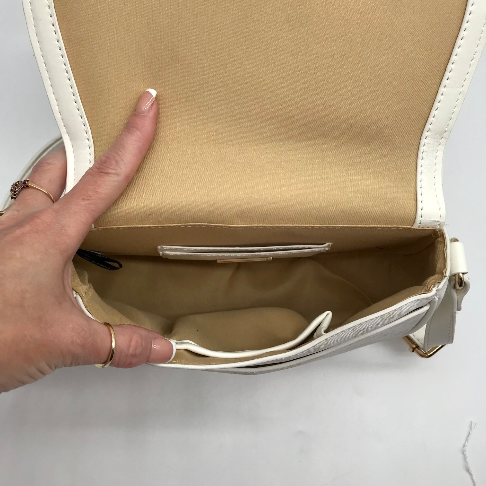 Giani Bernini White Floral Small Saddle Crossbody Bag