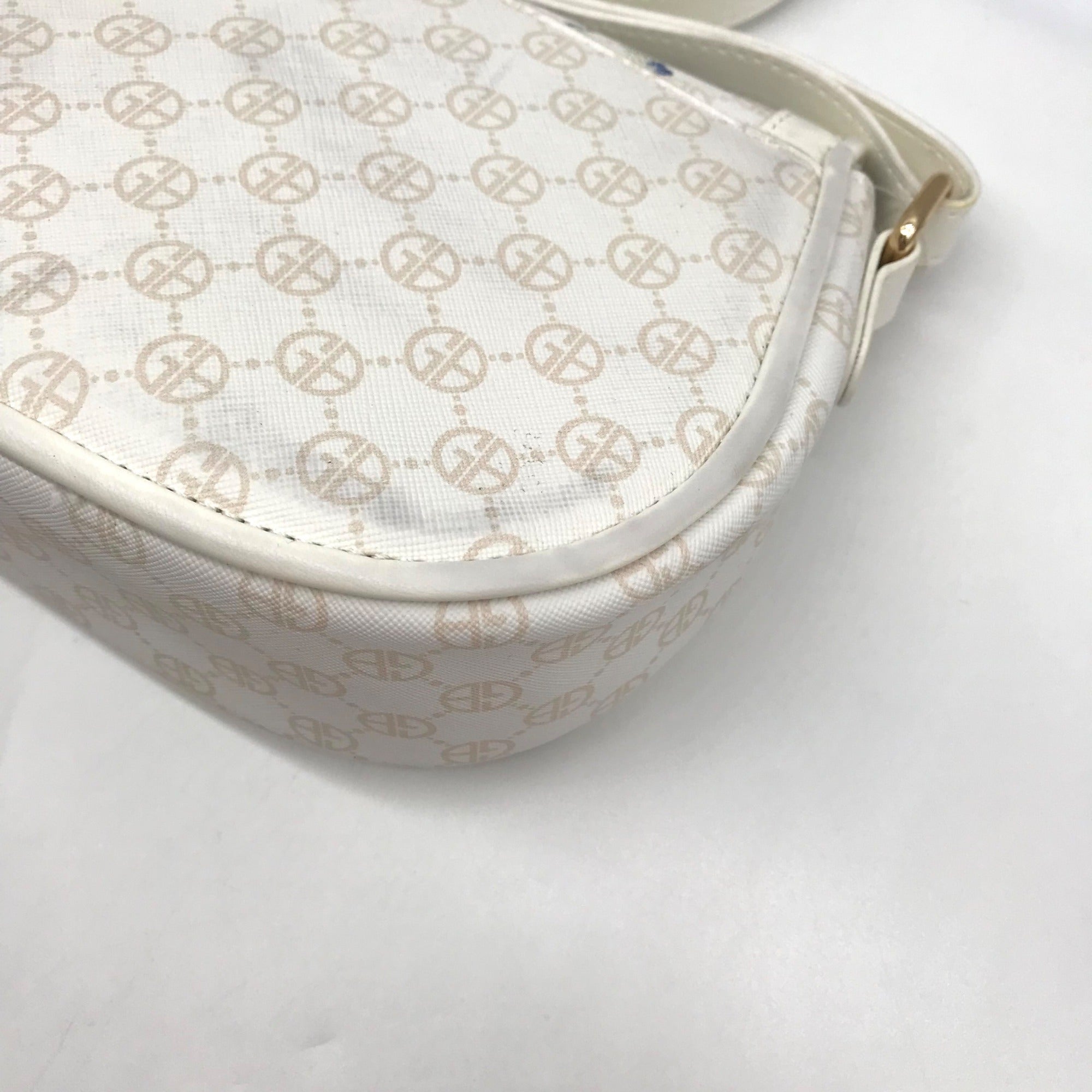 Giani Bernini White Floral Small Saddle Crossbody Bag