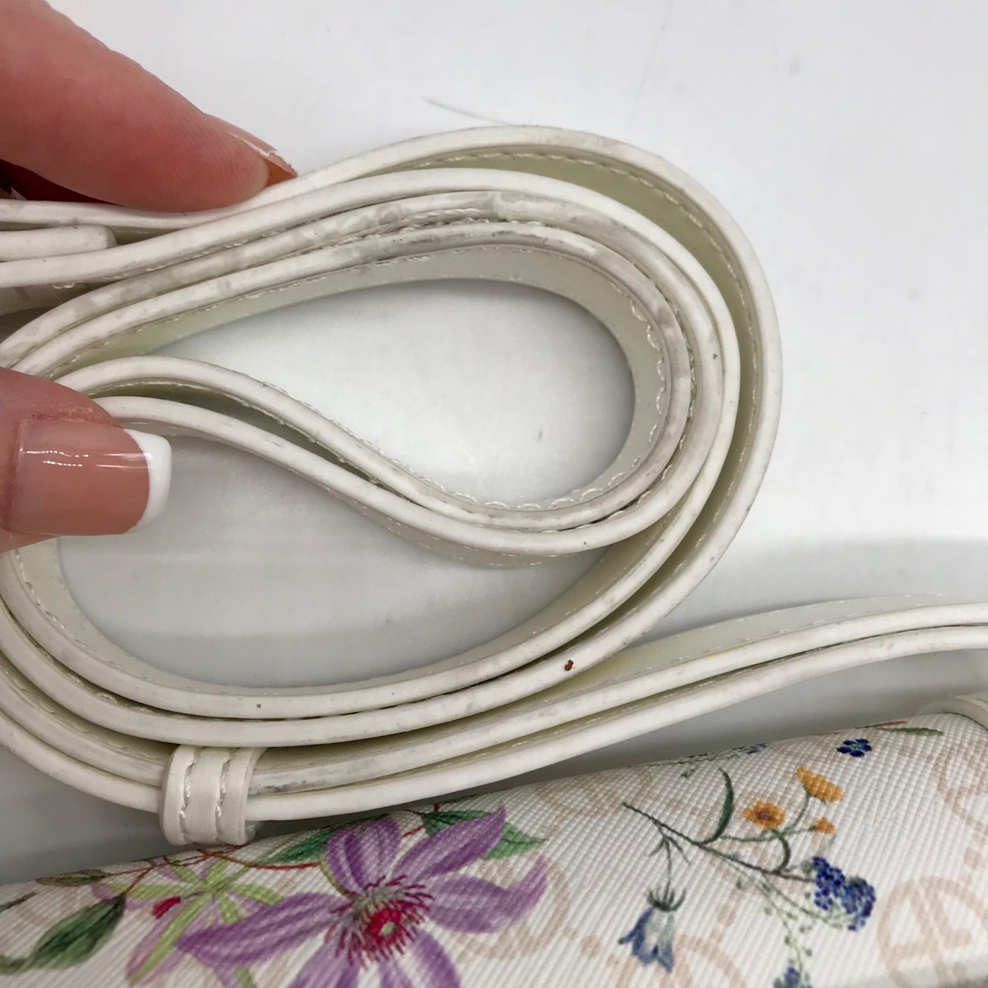 Giani Bernini White Floral Small Saddle Crossbody Bag