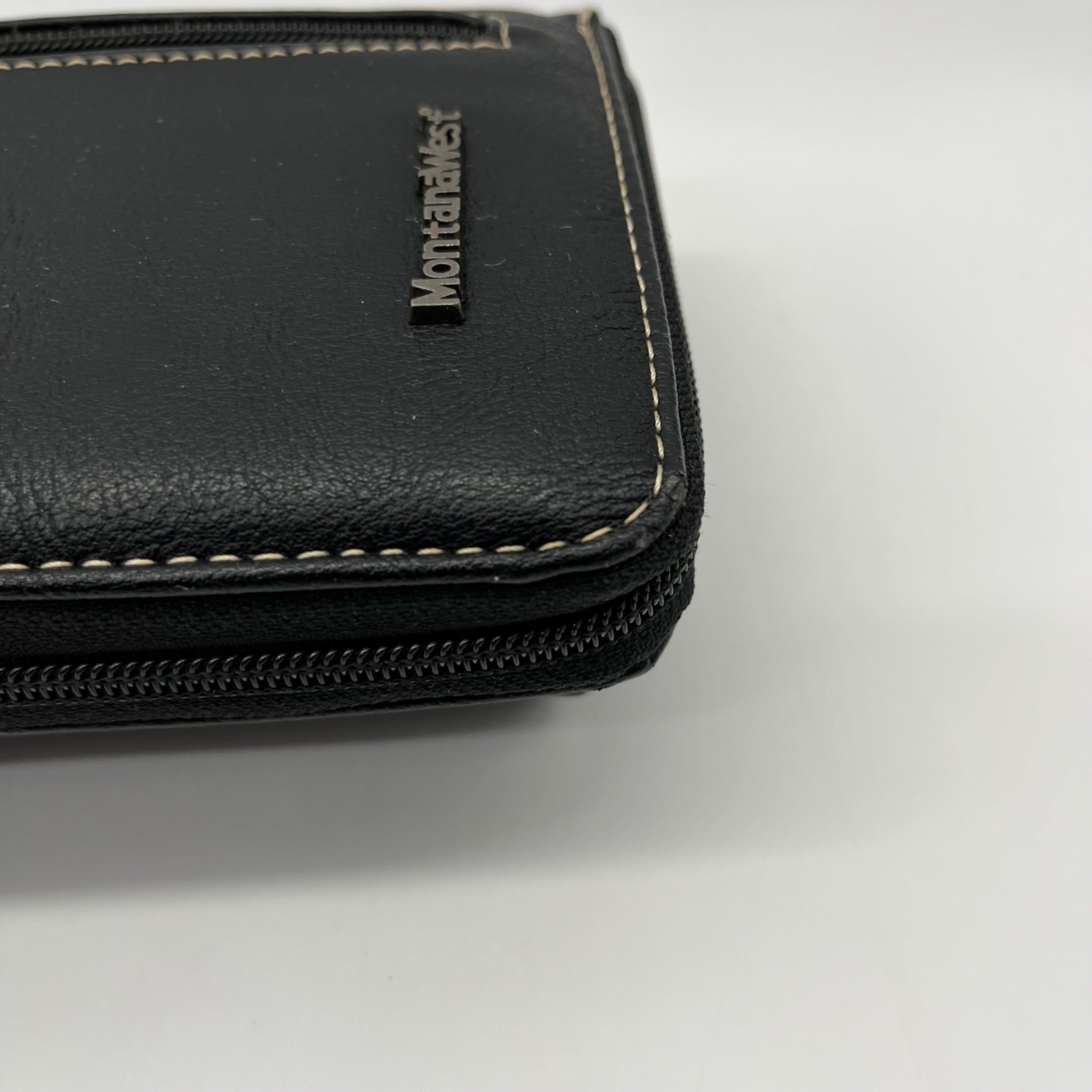 Montana West Black Leather Western Tooled Phone Case Crossbody Wallet