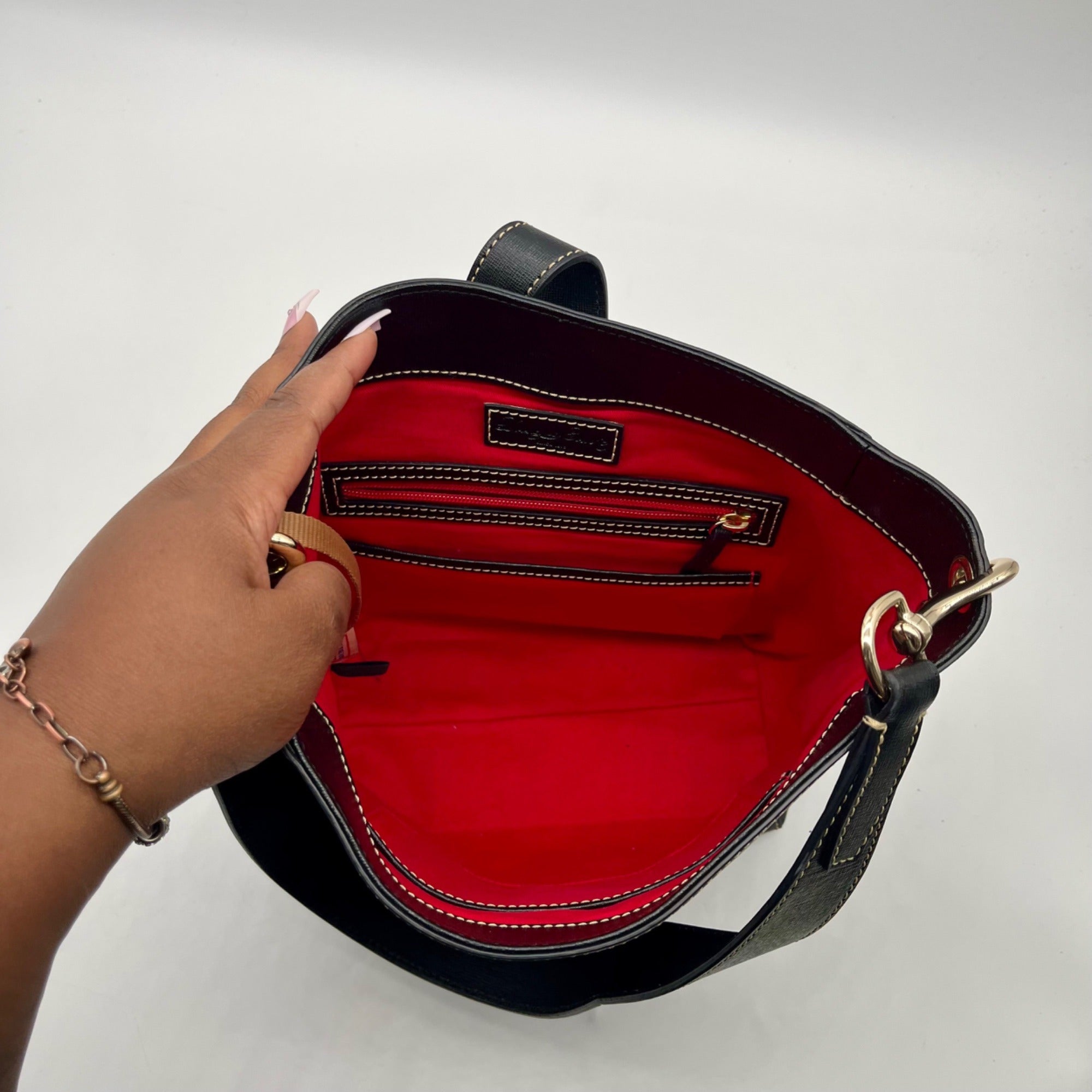 Dooney &amp; Bourke Black Leather Shopper Tote Bag