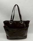 Coach Brown Patent Leather Zipper Bag F20432