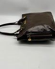 Coach Brown Patent Leather Zipper Bag F20432