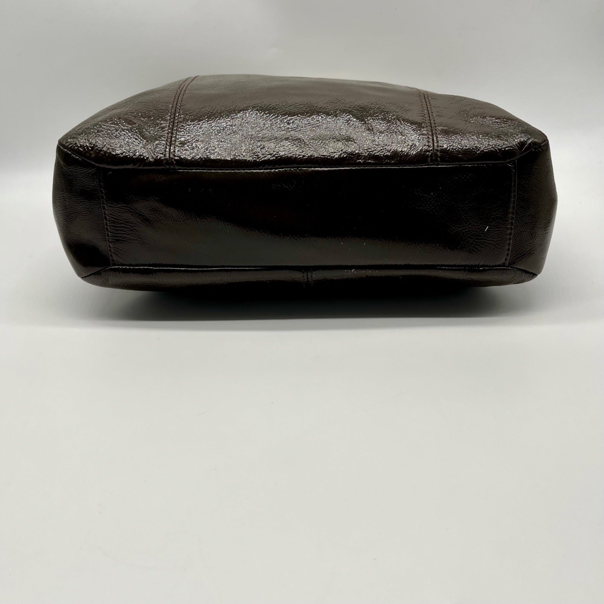 Coach Brown Patent Leather Zipper Bag F20432