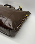 Coach Brown Patent Leather Zipper Bag F20432