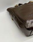Coach Brown Patent Leather Zipper Bag F20432