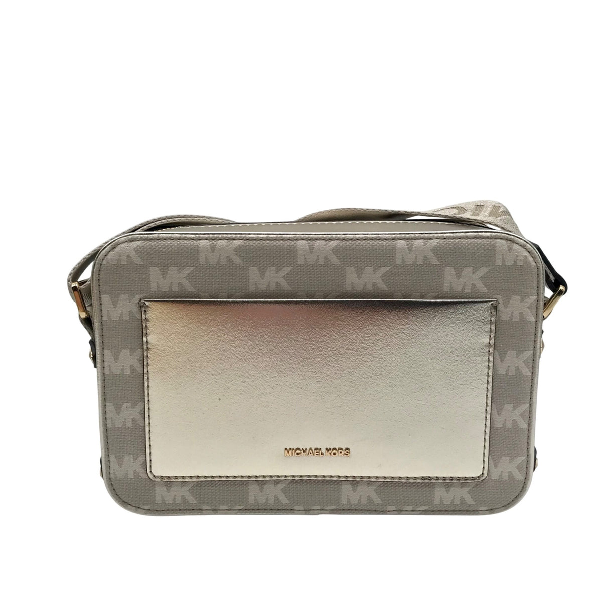 Michael Kors Metallic Gold Fabric Maeve Small East West Pocket bag