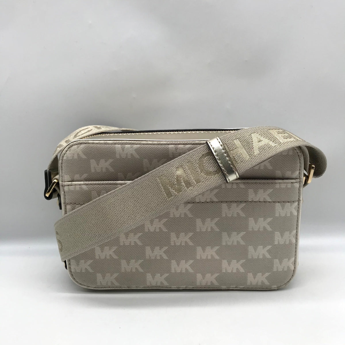 Michael Kors Metallic Gold Fabric Maeve Small East West Pocket bag