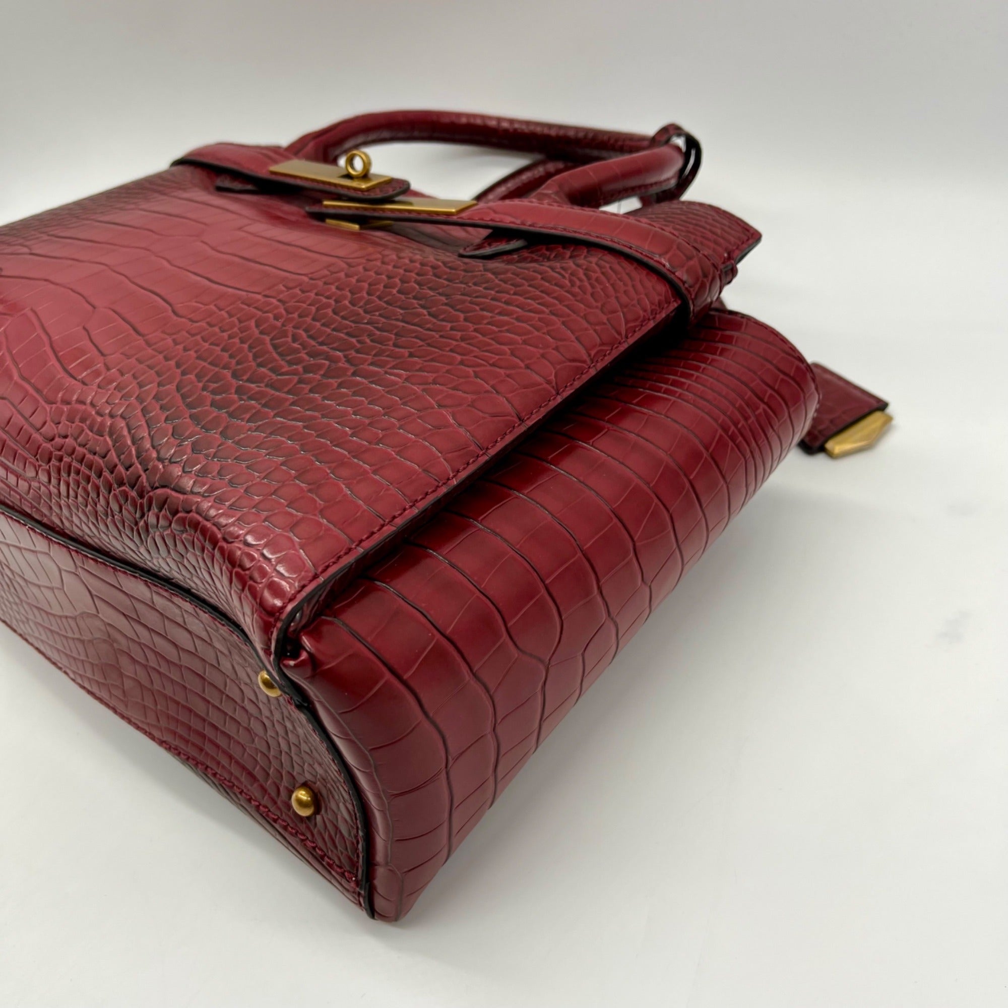 Guess Red Faux Animal Embossed Shoulder Bag