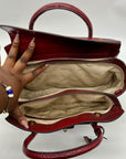 Guess Red Faux Animal Embossed Shoulder Bag