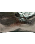 Tory Burch Metallic Silver Croc Embossed Leather Clutch