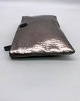 Tory Burch Metallic Silver Croc Embossed Leather Clutch