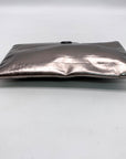 Tory Burch Metallic Silver Croc Embossed Leather Clutch