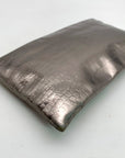 Tory Burch Metallic Silver Croc Embossed Leather Clutch