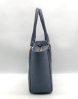Dagne Dover Grey And Blue Coated Canvas Legend Tote Bag With Wallet