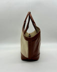 MMs Brands Beige and Brown Canvas Tote Bag