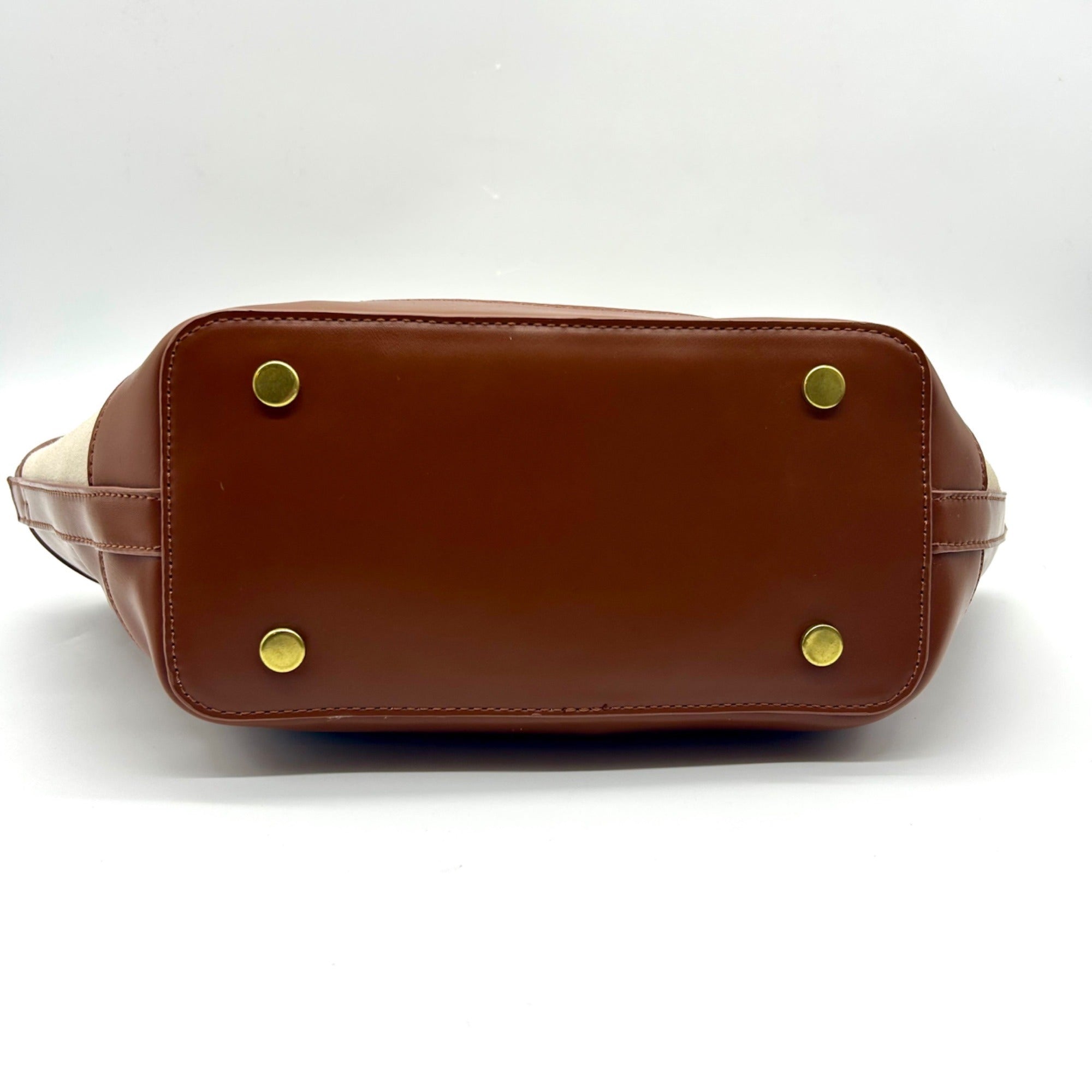 MMs Brands Beige and Brown Canvas Tote Bag